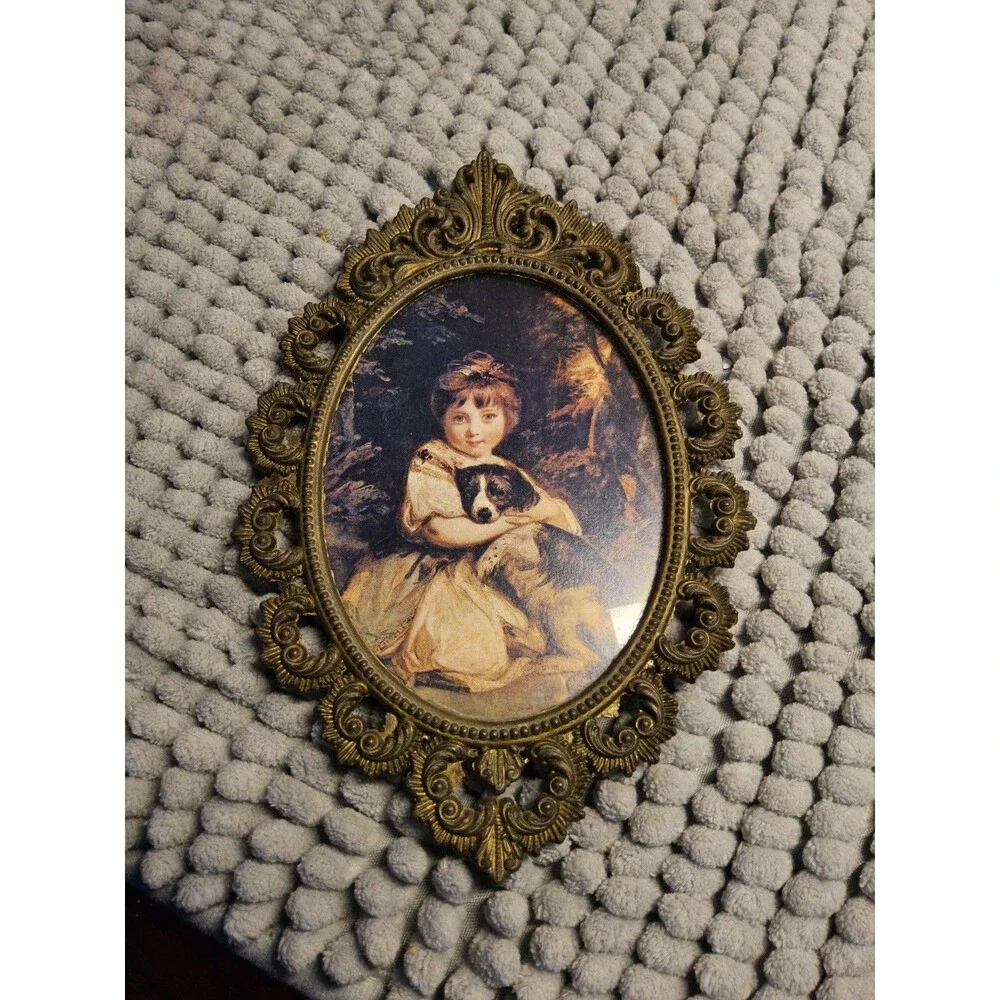 Vintage Ornate Frames Miniature Oval Art Print Decorative Frame, Italy Set of 4